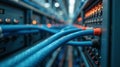 Network Server Cables and Equipment Close-up Royalty Free Stock Photo