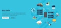 Big Data and cloud computing banner with icons. Royalty Free Stock Photo