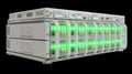 Network server equipment with glowing indicators on transparent background Royalty Free Stock Photo
