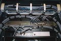 Network server rack with colored cables and ethernet switches in the data center Royalty Free Stock Photo