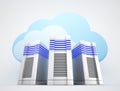 Network servers with clouds Royalty Free Stock Photo