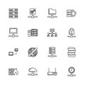 Network Servers - Flat Vector line Icons Royalty Free Stock Photo