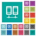 Network servers outline square flat multi colored icons Royalty Free Stock Photo