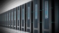 Network servers in a row isolated on white background. 3D illustration Royalty Free Stock Photo