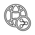 Network, shared, web icon. Outline vector