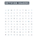 Network sharing vector line icons set. Networking, Sharing, Network, File, Data, Sharing, LAN illustration outline