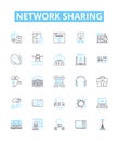 Network sharing vector line icons set. Networking, Sharing, Network, File, Data, Sharing, LAN illustration outline