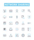 Network sharing vector line icons set. Networking, Sharing, Network, File, Data, Sharing, LAN illustration outline