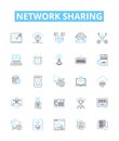 Network sharing vector line icons set. Networking, Sharing, Network, File, Data, Sharing, LAN illustration outline