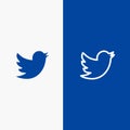 Network, Social, Twitter Line and Glyph Solid icon Blue banner Line and Glyph Solid icon Blue banner