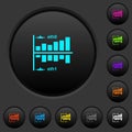 Network statistics dark push buttons with color icons Royalty Free Stock Photo