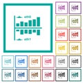 Network statistics flat color icons with quadrant frames