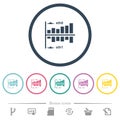 Network statistics flat color icons in round outlines Royalty Free Stock Photo