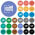 Network statistics round flat multi colored icons