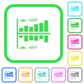 Network statistics vivid colored flat icons Royalty Free Stock Photo