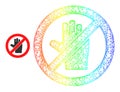 Network Stop Voting Hand Web Mesh Icon with Rainbow Gradient