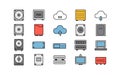 Network and storage device icons set for technology solutions Royalty Free Stock Photo