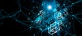 Network structure, Blockchain, Mainframe and big data structure, Internet connection global networking high digital technology. Royalty Free Stock Photo