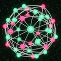 Network structure featuring interconnected nodes forming a spherical Royalty Free Stock Photo