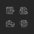 Network surveillance chalk white icons set on dark background Royalty Free Stock Photo