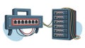 Network switch connected to server rack with ethernet cables in data center Royalty Free Stock Photo