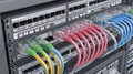 Network switch ethernet cable data center server rack internet connection information technology digital communication hardware Royalty Free Stock Photo