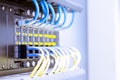 Network switch and ethernet cables,Data Center Concept Royalty Free Stock Photo