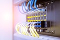 Network switch and ethernet cables,Data Center Concept Royalty Free Stock Photo