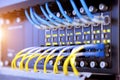 Network switch and ethernet cables,Data Center Concept Royalty Free Stock Photo