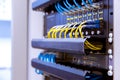 Network switch and ethernet cables,Data Center Concept Royalty Free Stock Photo