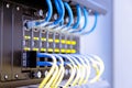 Network switch and ethernet cables,Data Center Concept Royalty Free Stock Photo