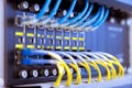 Network switch and ethernet cables,Data Center Concept Royalty Free Stock Photo