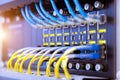Network switch and ethernet cables,Data Center Concept Royalty Free Stock Photo