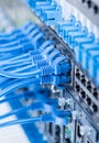 Network switch and ethernet cables,Data Center Concept Royalty Free Stock Photo