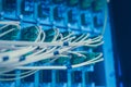 Information Technology Computer Network. Network Switch and ethernet cables. Royalty Free Stock Photo