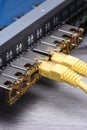 Network switch with gbic and ethernet cable Royalty Free Stock Photo