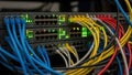 Network switch with multi-colored cables Royalty Free Stock Photo