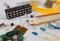 Network switch, UTP ethernet and optical cable and other electronic components