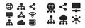 Network symbols and icons representing connectivity and communication in digital environments Royalty Free Stock Photo