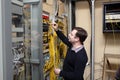 Network technician at server room Royalty Free Stock Photo