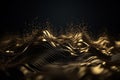 Network technology background futuristic tech golden wave background. Low poly 3d wire made with generative AI Royalty Free Stock Photo