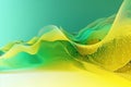 Network technology background Futuristic tech green background Low poly yellow wave 3d wire illustration made with Royalty Free Stock Photo