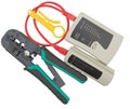 Network tester and crimping tool with RJ45 connector Royalty Free Stock Photo