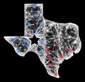 Network Texas Map Logo Web Mesh with Bright Glitter Dots Royalty Free Stock Photo