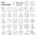 Network thin line icon set, internet symbols collection, vector sketches, logo illustrations, computer web signs linear Royalty Free Stock Photo