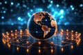 Network universe 3D globe with luminous dots, a digital symphony