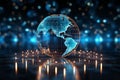 Network universe 3D globe with luminous dots, a digital symphony