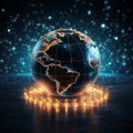 Network universe 3D globe with luminous dots, a digital symphony
