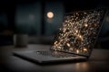 Network Visualization on Laptop Screen for Technology and Innovation Concepts Generative AI Royalty Free Stock Photo