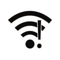 network warning icon, wifi error, wrong, incorrect, disconnect, bad antennna, not available, no signal stop symbol with network,
